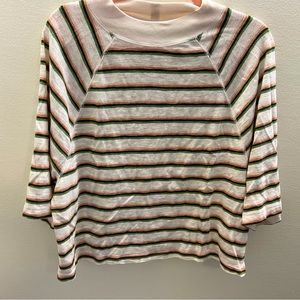 Universal Thread Striped Cream Crop Tee- shirt